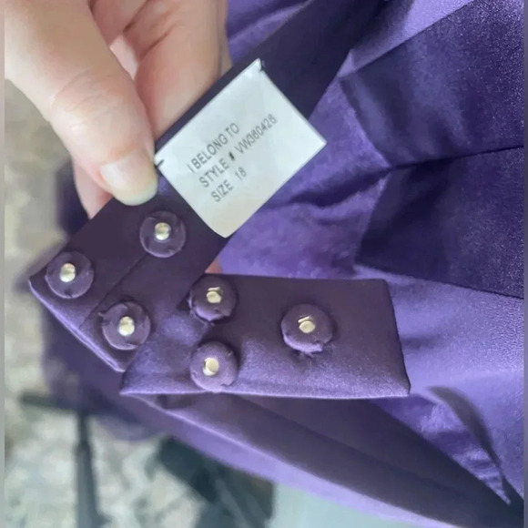 Vera Wang Bridesmaid Amethyst Purple‎ Racer Back High Neck Dress Plus Size 18 - Picture 11 of 12